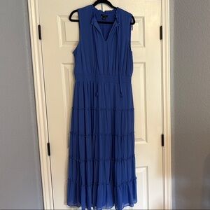 Halogen Blue Pleated Maxi Sundress for Wedding Guests